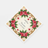 Blumenrahmen mit rosa Rosen Serviette (Ecke)