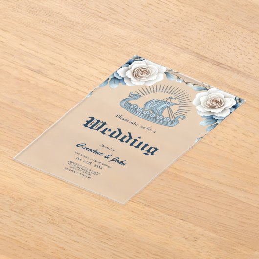 Blumenrahmen mit Rose und keltischer Gestaltung Acryleinladungen (Ablage )