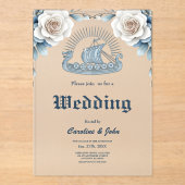 Blumenrahmen mit Rose und keltischer Gestaltung Acryleinladungen (Vorderseite)