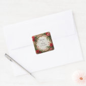 Blumenrahmen mit Rot und Rosa Quadratischer Aufkleber (Umschlag)