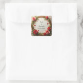 Blumenrahmen mit Rot und Rosa Quadratischer Aufkleber (Tasche)