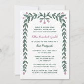 Blumenrahmen Modernes Bar Bat Mitzvah Girl Einladung (Vorderseite)