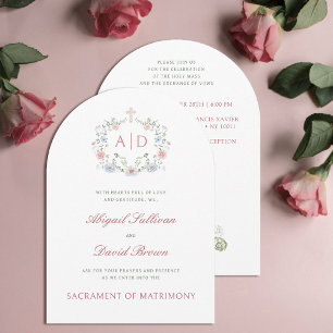 Blumenrahmen Monogramme Katholische Hochzeitseinla Einladung