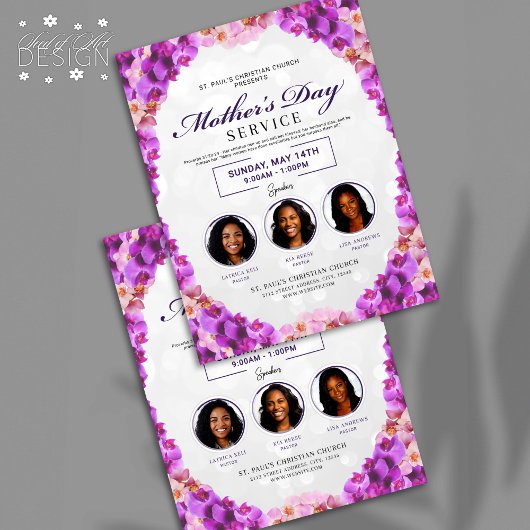 Blumenrahmen Muttertag Kirche Service Flyer