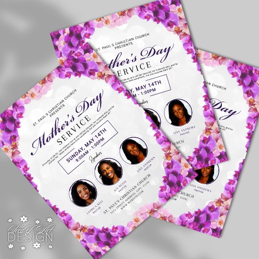 Blumenrahmen Muttertag Kirche Service Flyer