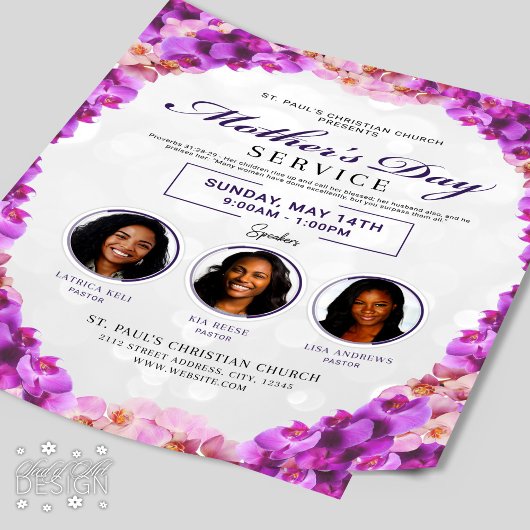 Blumenrahmen Muttertag Kirche Service Flyer