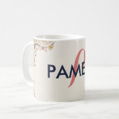 Blumenrahmen - Name und Monogramm Kaffeetasse (Vorderseite Links)