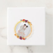 Blumenrahmen Pärchen beige Hochzeit Foto danke Geschenkanhänger (Beispiel)