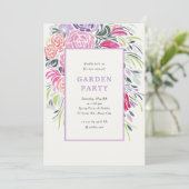 Blumenrahmen-Party Einladung (Stehend Vorderseite)
