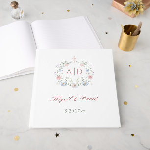 Blumenrahmen Religiöse Hochzeitmonogramme Gästebuch