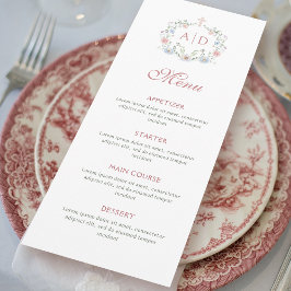 Blumenrahmen Religiöse Hochzeitmonogramme Menükarte