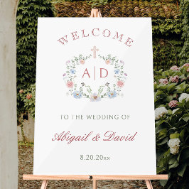 Blumenrahmen Religiöse Hochzeitmonogramme Willkomm Acrylschild