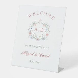 Blumenrahmen Religiöse Hochzeitmonogramme Willkomm Sockelschild