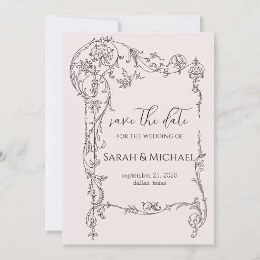 Blumenrahmen Save the Date Hochzeitsankündigung (Vorderseite)