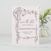 Blumenrahmen Save the Date Hochzeitsankündigung (Stehend Vorderseite)