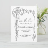 Blumenrahmen Save-the-Date-Hochzeitseinladung Save The Date (Stehend Vorderseite)