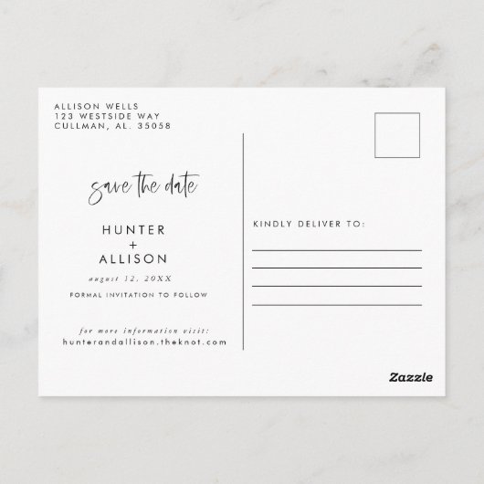 Blumenrahmen Save the Date Postkarte (Rückseite)