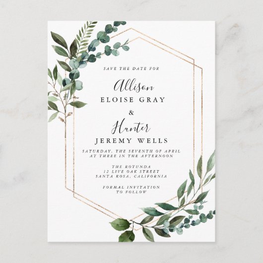 Blumenrahmen Save the Date Postkarte (Vorderseite)