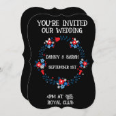 BLUMENRAHMEN SCHWARZE MODERNE ERSUCHUNGEN EINLADUNG (Vorne/Hinten)