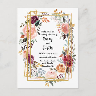 Blumenrahmen-Trending-Hochzeitspostkarte Postkarte