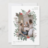Blumenrahmen Weihnachtsfeiertag Foto Feiertagskarte (Vorderseite)