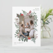 Blumenrahmen Weihnachtsfeiertag Foto Feiertagskarte (Stehend Vorderseite)