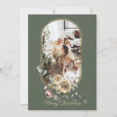 Blumenrahmen Weihnachtsfeiertag Foto Personalisier Feiertagskarte (Vorderseite)