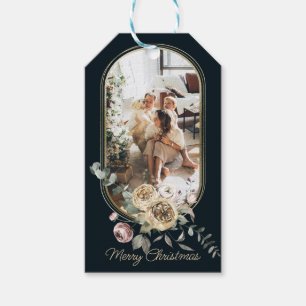 Blumenrahmen Weihnachtsfeiertag Foto Personalisier Geschenkanhänger