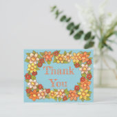 Blumenrand~Dankeskarten Postkarte (Stehend Vorderseite)