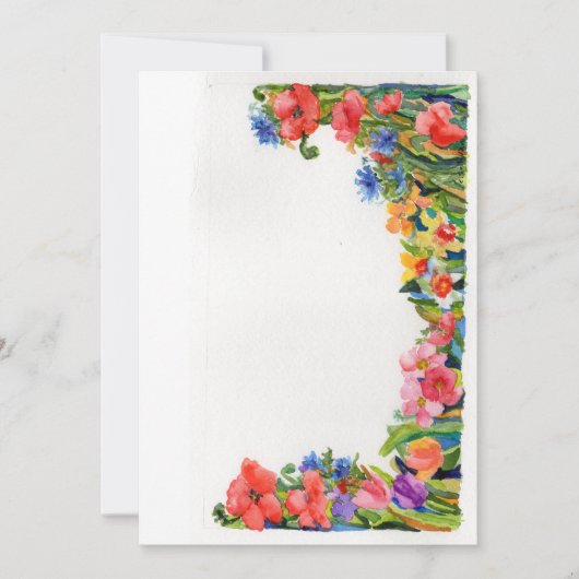 Blumenrand in leuchtenden Aquarellfarben Mitteilungskarte (Vorderseite)