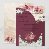 BLUMENRAND INDISCHE HOCHZEITSKARTE EINLADUNG (Vorne/Hinten)