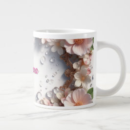 Blumenrand mit individuellem Namen Jumbo-Tasse