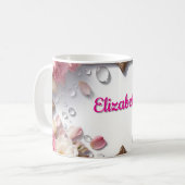 Blumenrand mit individuellem Namen Kaffeetasse (Vorderseite Links)