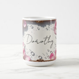 Blumenrand mit individuellem Namen Kaffeetasse