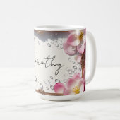 Blumenrand mit individuellem Namen Kaffeetasse (VorderseiteRechts)