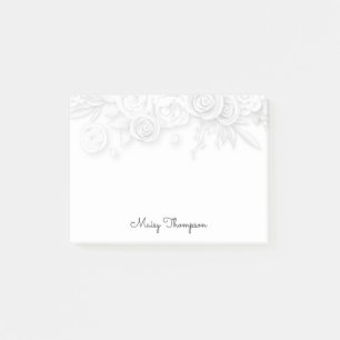 Blumenrand-Monogramm-Name Post-it Klebezettel