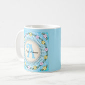 Blumenrand-Monogramm-Tasse Kaffeetasse (Vorderseite Links)