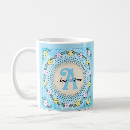 Blumenrand-Monogramm-Tasse Kaffeetasse (Links)