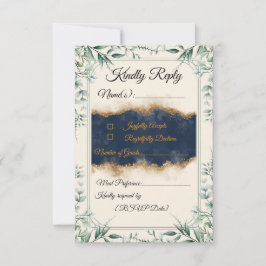 Blumenrand RSVP-Karte | Elegante weiße Hochzeit  RSVP Karte