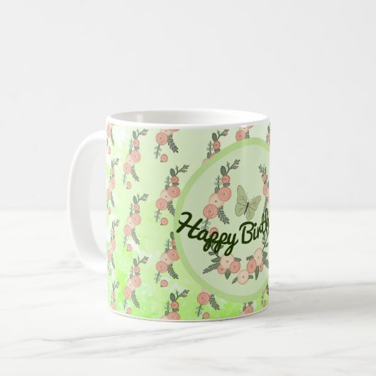 Blumenranke Kaffeetasse (Vorderseite Links)