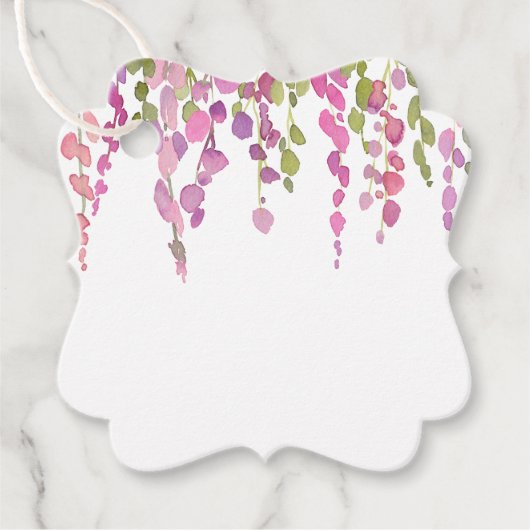 Blumenranke Wasserfarbenkunst Rosa Grün Geschenkanhänger (Vorderseite)