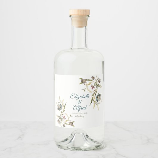 Blumenranken-Flüssigkeitsflaschenetikett Alkoholflaschenetikett (Vorderseite)