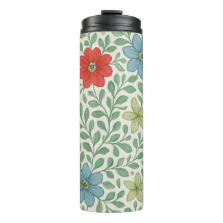 Blumenrankenmuster im Vintage-Stil Thermosbecher