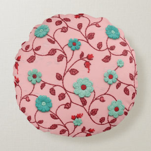 Blumenrankenmuster Rundes Kissen