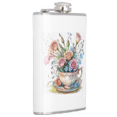 Blumenrankenmuster – sanfte Wasserfarbe-Boho-Kunst Flachmann (Rechts)