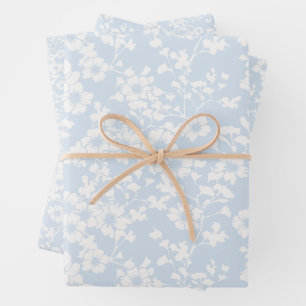 Blumenrankgitter - Pulverblau Geschenkpapier Set