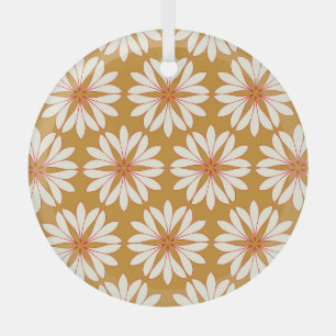 Blumenraster: Gold, Rot, Elfenbein Ornament Aus Glas
