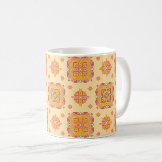 Blumenraster-Keramikbecher Kaffeetasse (VorderseiteRechts)