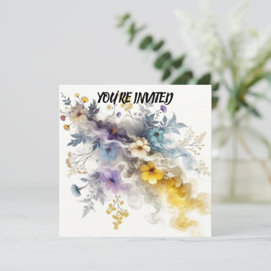 Blumenrauchheit: Delikate Schönheit in lebhaften F Einladung (Stehend Vorderseite)