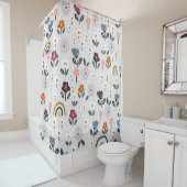 Blumenrauschen: Handgezeichnete Nahtlose Textur Duschvorhang (Beispiel)